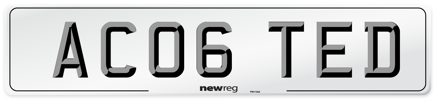 AC06 TED Number Plate from New Reg